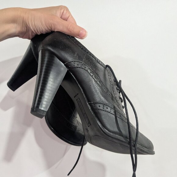 American Eagle Heeled Pleather Loafers Black Size 8.5 - Picture 2 of 6